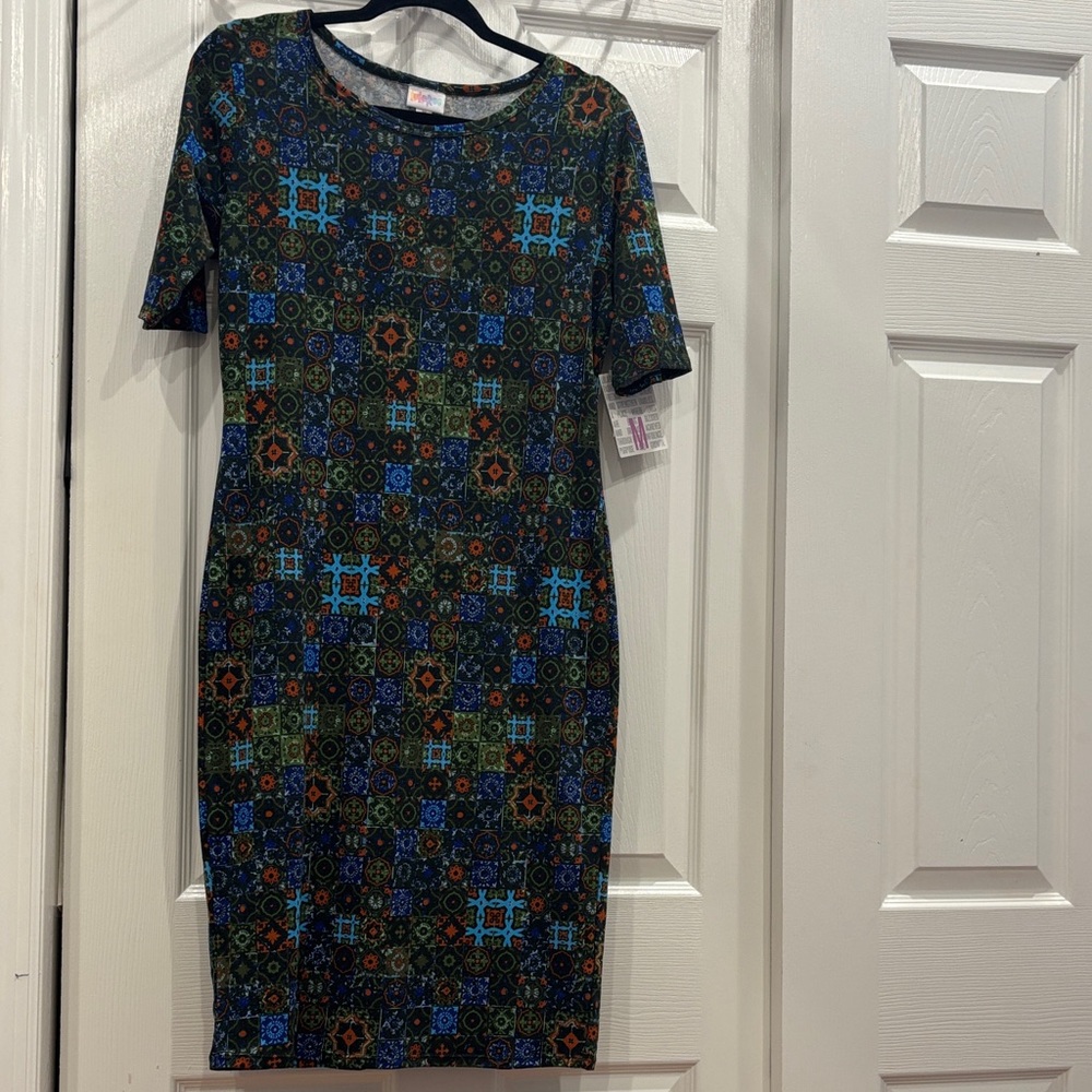 LuLaRoe Midi Bodycon Dress - Blue, Green, Orange